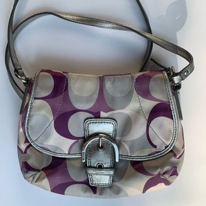 Purple and silver coach crossbody